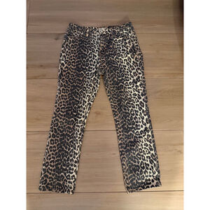 Oat Mid Rise Leopard Print Jeans 10 34/27 $98